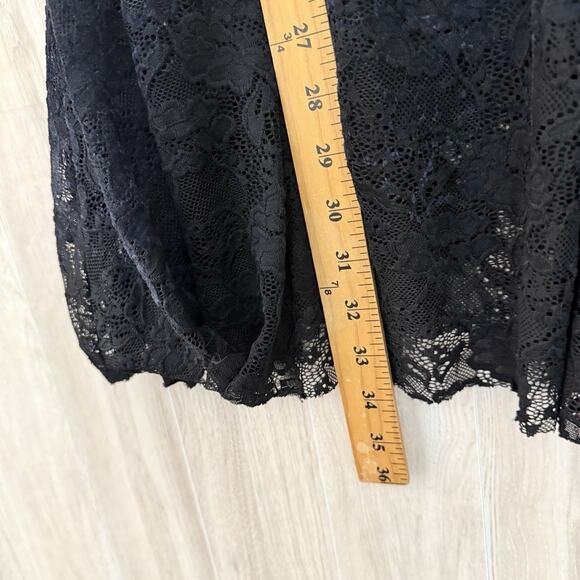 Free People Dress Medium Reflected Moonlight Black Lace Ribbon Skater Whimsygoth - Picture 9 of 15